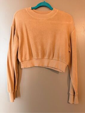 John Elliott Ribbed Crewneck Sweatshirt in Peach Beige